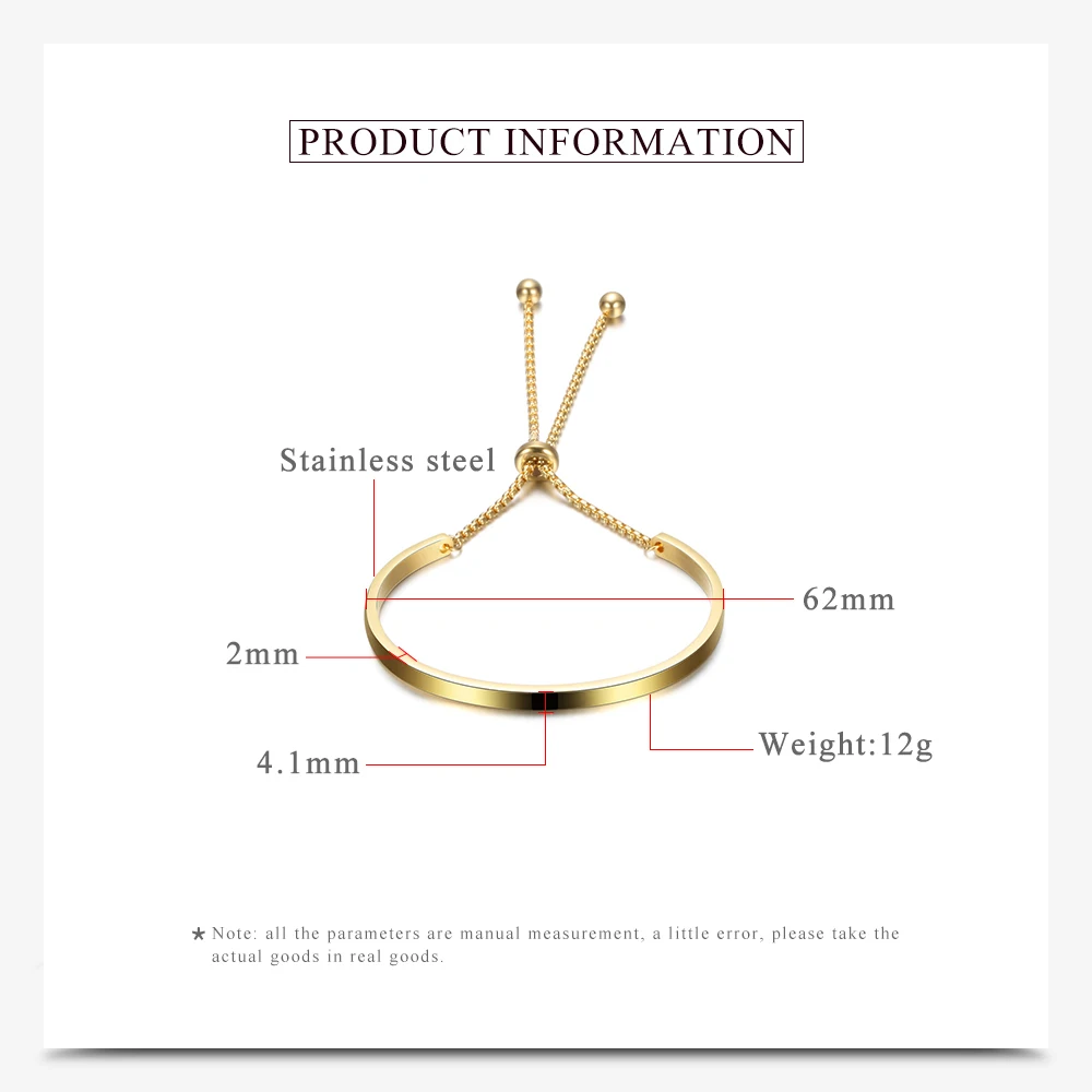 Модные браслеты из нержавеющей стали для женщин, регулируемые браслеты из нержавеющей стали