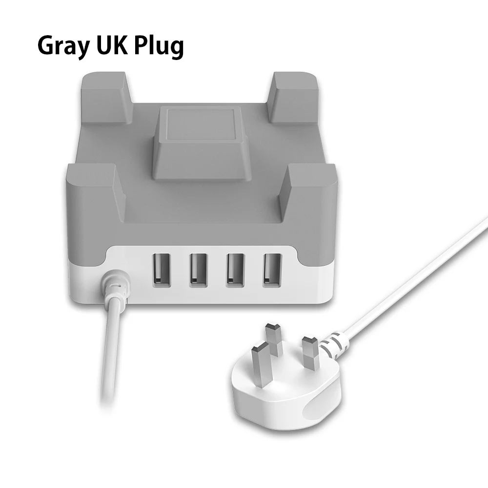 ORICO 4 порта 20 W настольное зарядное устройство USB с креплением для телефона/планшета для iPhone samsung Xiaomi-(CHA-4U - Тип штекера: Gray UK