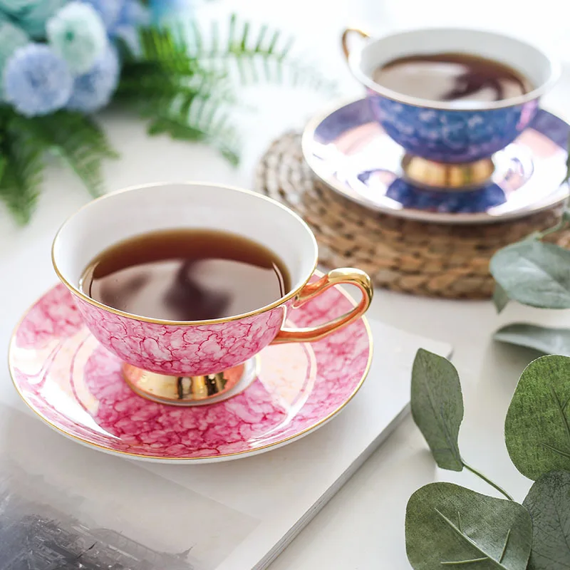

250ml Tea Set Phnom Penh Bone China Coffee Cup Home Afternoon Teacup Tableware Set Tea Spoon Home Decoration Accessories 3PCS