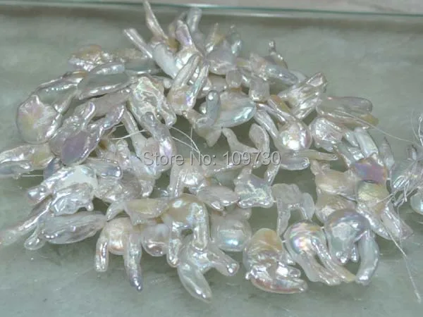 

Jewelry 00272 Natural Rare white 2strs AA+15*26mm luster baroque nuclear pearl
