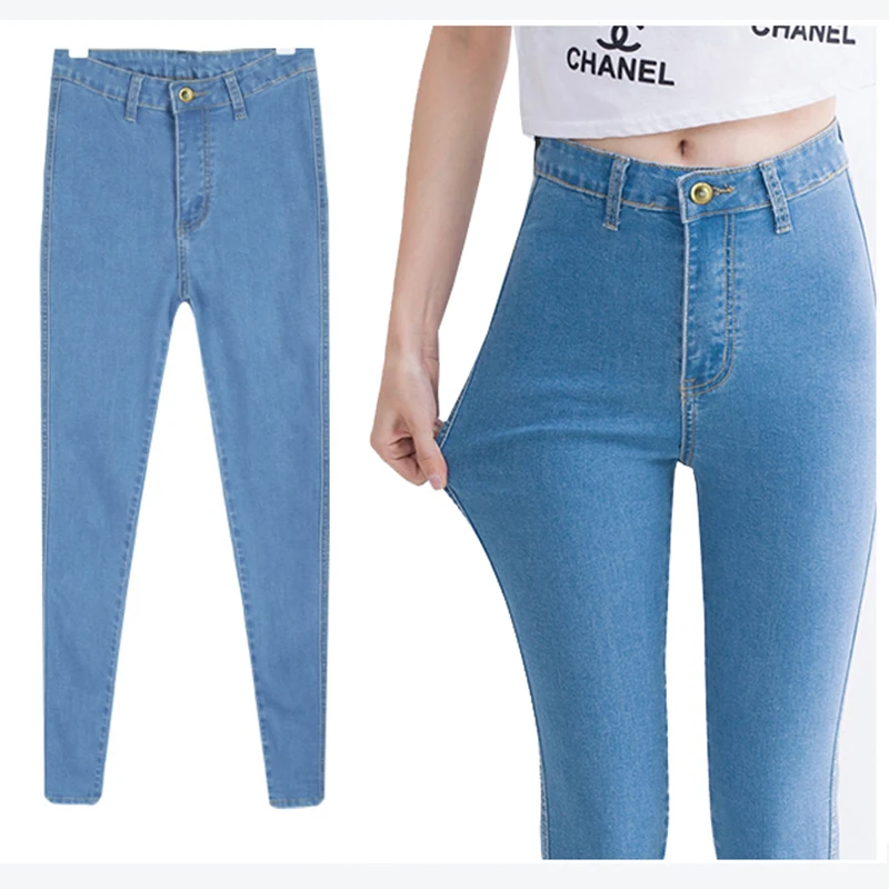 New 2017 Plus Size 3XL 4XL Women High Elastic Slim Skinny Denim Pencil