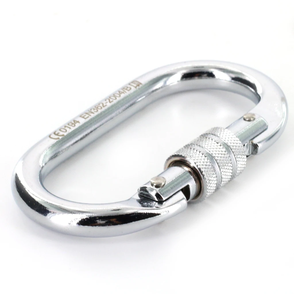 Heavy Duty Mountaineering Tree Climbing Arborist Steel Screw Lock Carabiner 25KN Mountaineering Caving Rock Climbing Carabiner D