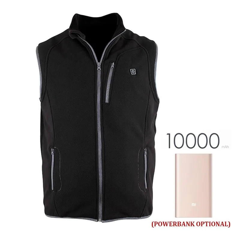 2016 Christmas New Year Gift Winter Electric Heating Vest Mens 5V 2A Polar Fleece Varme Veste Femme Hommes 2.1A USB Heated Vests 10000mAh with powerbank