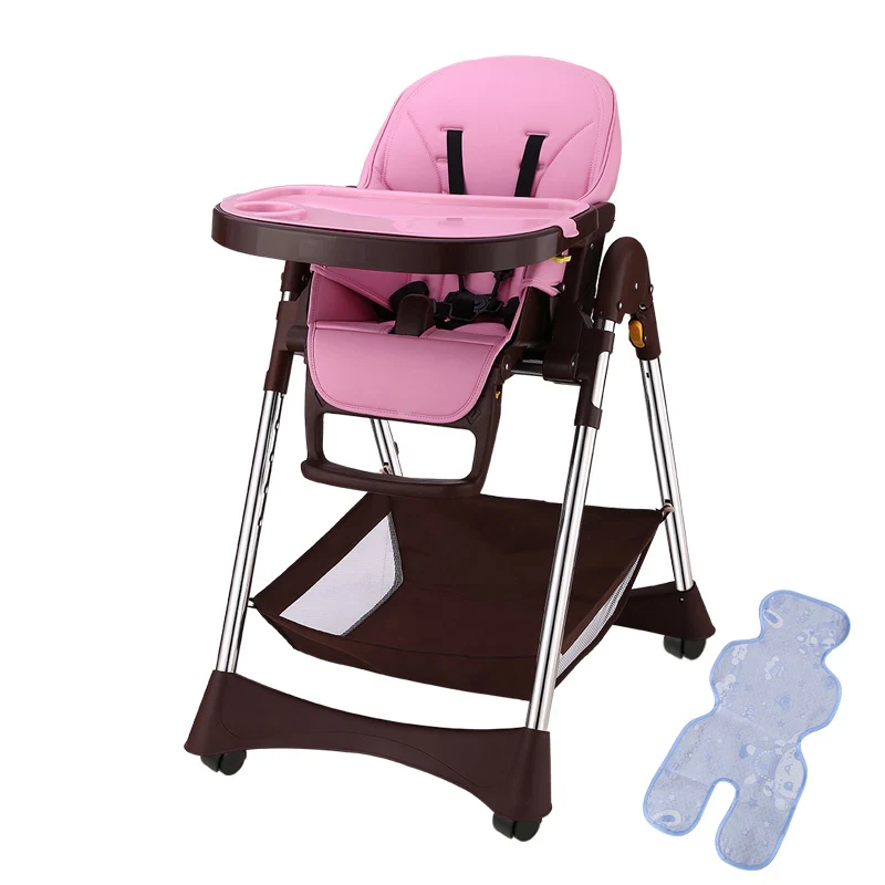 Новинка года Четыре цвета детское кресло для кормления с колесами легко чистить детские стульчик 6-48 месяцев Регулируемый стульчик для кормления poltrona - Цвет: Розовый