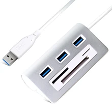 3 Порты и разъёмы мини-считыватель карт анти-скольжение USB Hub высокоскоростной передачи Сетевые Аксессуары из алюминиевого сплава для адаптер Тетрадь