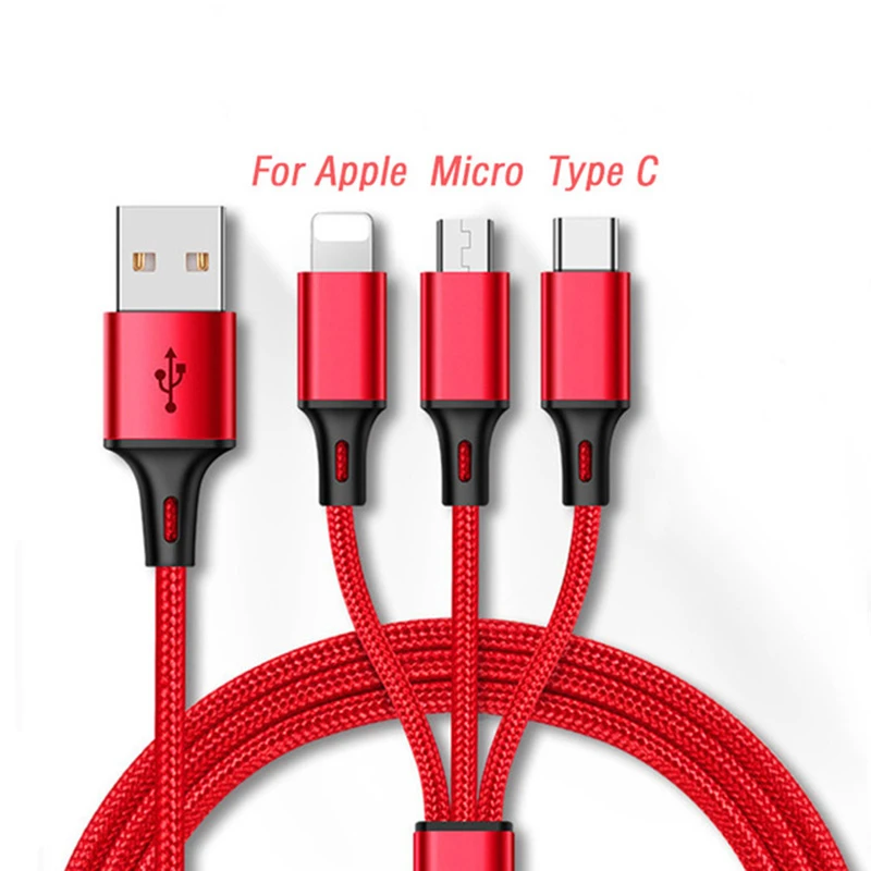 

Nylon Braided Micro USB Type C 8 Pin 8pin Charger Charging Cable Cord Adapter Connector Port 3 in 1 for IOS lightning Android