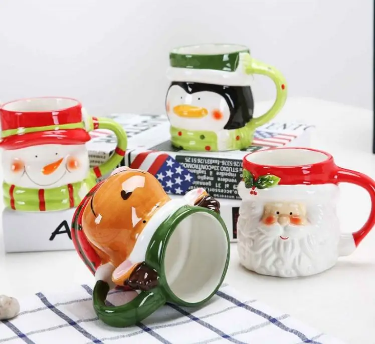 3D Kerstman Sneeuwpop Keramische Mokken водяная чашка Kopjes Melk чашка для напитков Kerst Sneeuwpop Herten Kerstman Koffie Cup
