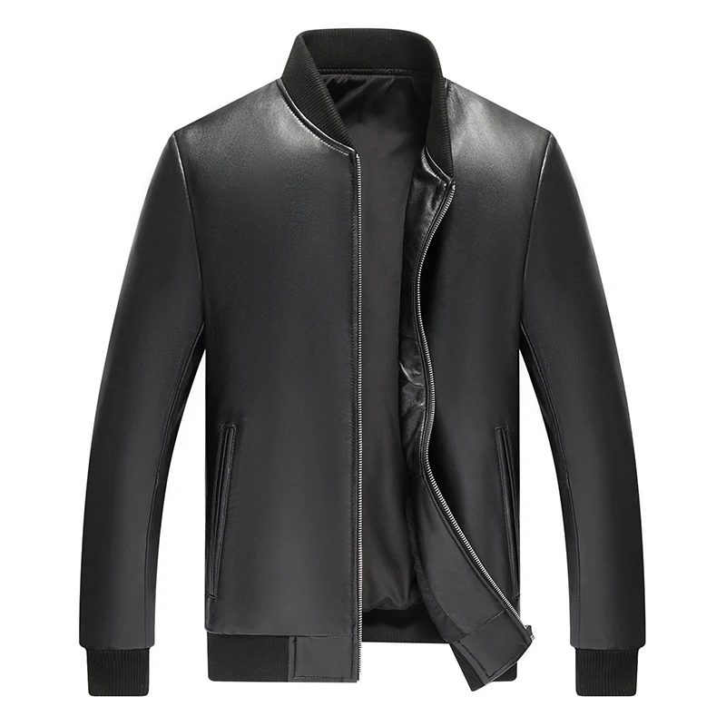

Men Leather Jacket Fashion Brand Quality Motorcycle Bomber sheepskin Leather Coats Male Outerwear autumn spring Jacket