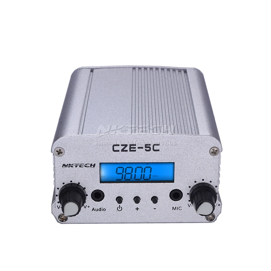 NKTECH CZE-5C PLL fm-передатчик радио вещательная станция 1 Вт/5 Вт стерео частота 76-108 МГц Профессиональный кампус усилители аудио