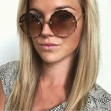 Круглые Солнцезащитные очки без оправы, стильные брендовые дизайнерские градиентные солнцезащитные очки для женщин, ретро солнцезащитные очки в форме цветка, классические очки