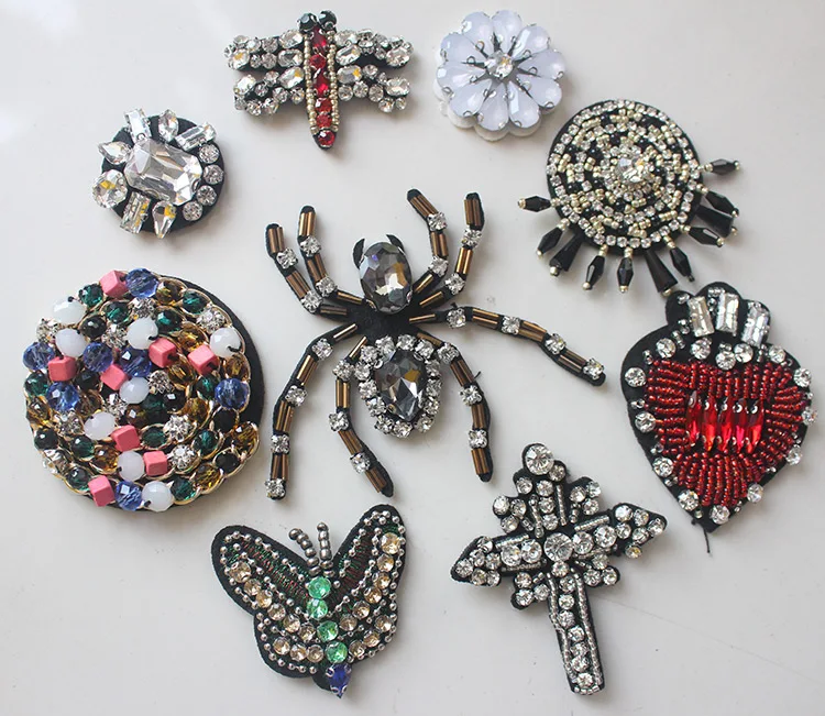 

Beaded rhinestone crystal sequins patches applique sewing on garment decoration patches for clothes parches para la ropa