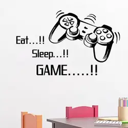 Eat Sleep Game настенное искусство наклейки геймер спальня съемная черная наклейка один кусок для украшения дома