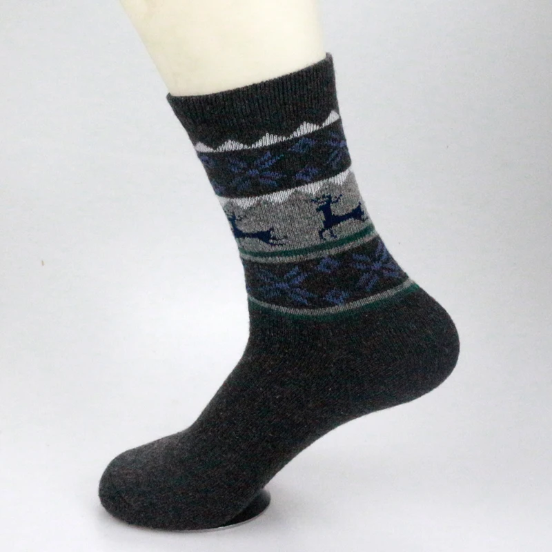 Шерстяные модные стильные деловые классические мужские носки из мериносовой шерсти, оленя, оленя, лося, хлопковые мужские толстые теплые носки из бамбука, черные зимние носки