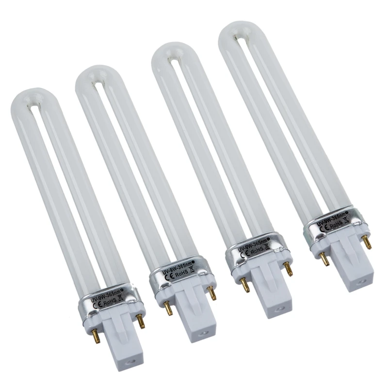 

9w Uv Lamp Light Bulb Tube Gel Nail Art Dryer, Set of 4