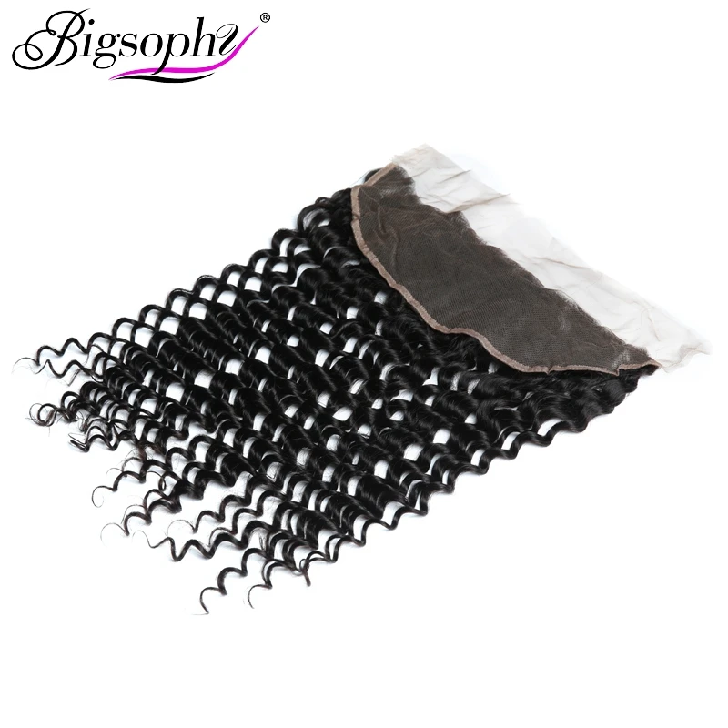 Bigsophy Mongolian Deep Wave Closure 13x4 Human Hair EarTo Ear Lace Frontal Closure Human Remy Hair 8\