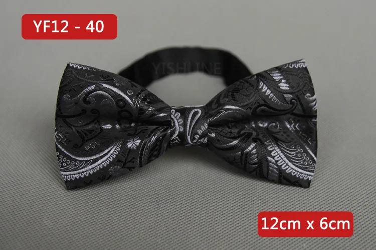 YISHLINE NEW Men's Bow Tie Gold Paisley Bowtie Business Wedding Bowknot Dot Blue And Black Bow Ties For Groom Party Accessories - Цвет: YF12-40