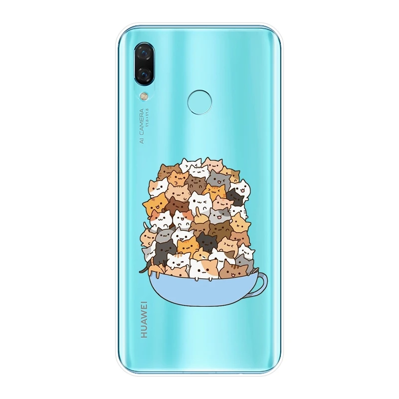 Задняя крышка Kawaii Cat Japan для Huawei Nova 2i 3 3I 3E 2 Lite Plus мягкий силиконовый чехол Smart 2017