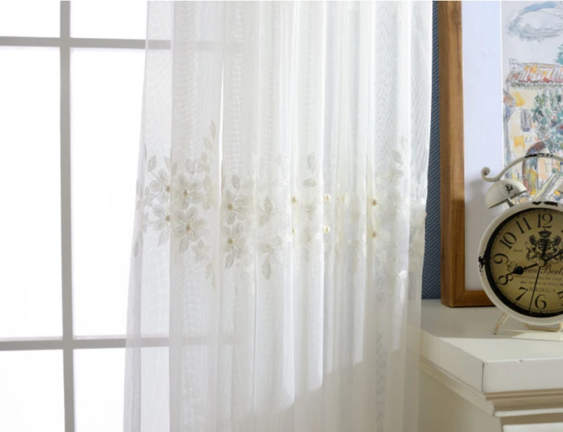 КРУЖЕВНЫЕ ШТОРЫ с жемчужной вышивкой, вуаль, чистый белый цвет, для окна, для гостиной, шторы из тюля для спальни, прозрачные ткани, Cortinas T& 226#20