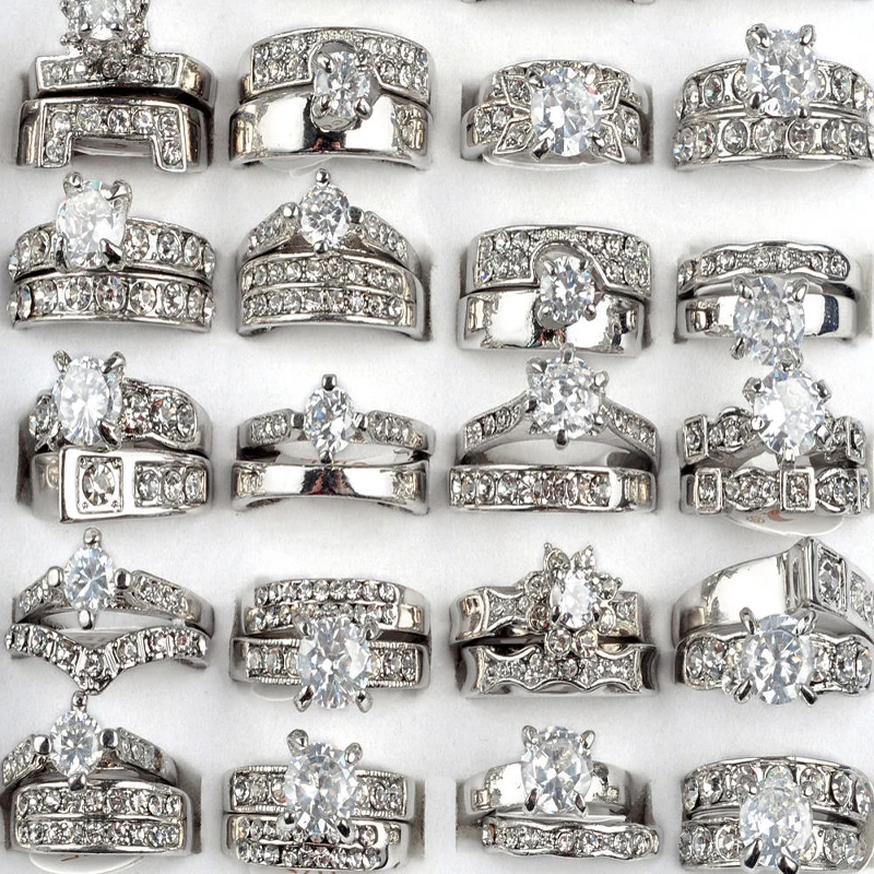 Wholesale 5x Lots Clear Cubic Zircon CZ Women Wedding Bridal Rings | Украшения и аксессуары