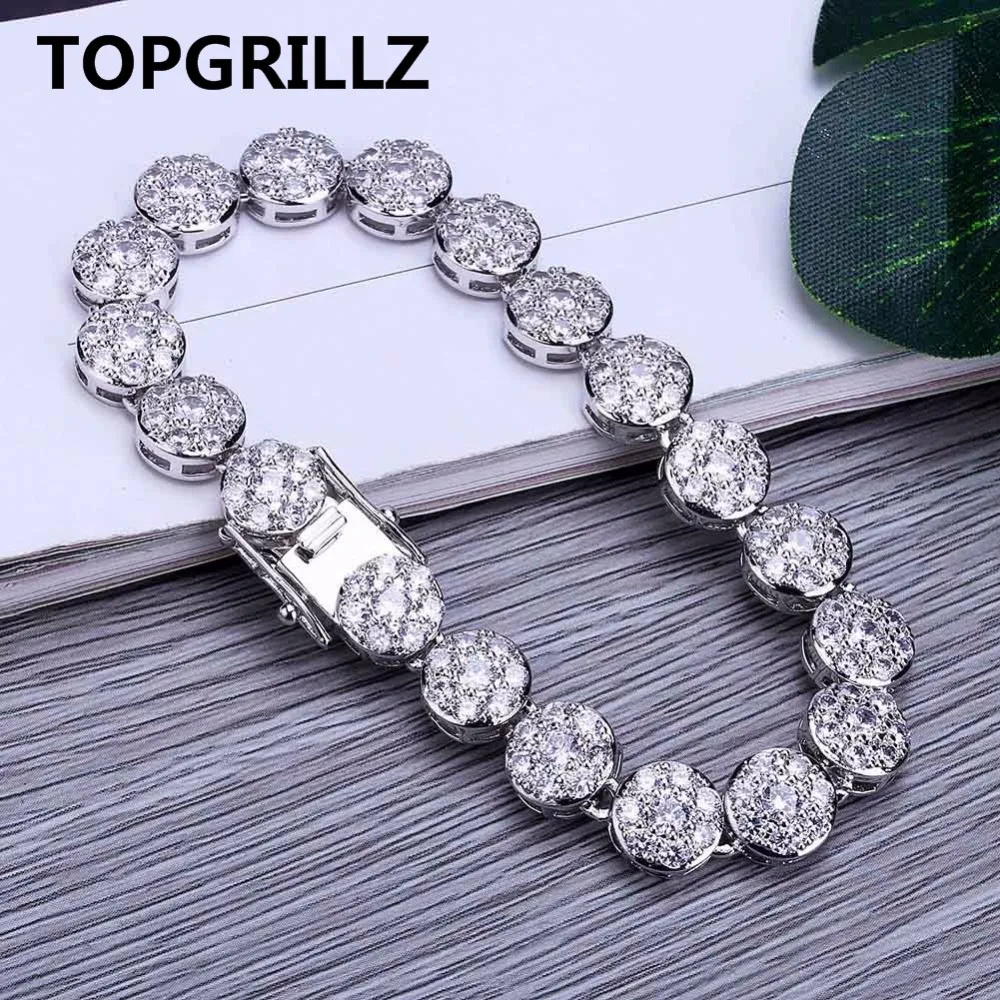 TOPGRILLZ позолоченный/серебряный цвет покрытый Iced Out Bling ювелирный браслет Круглый микро Pave CZ камень 10 мм браслеты для мужчин и женщин