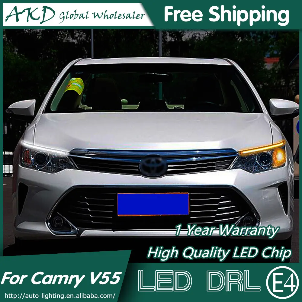 

AKD Car Styling LED DRL for Toyota Camry V55 2014-2015 New Camry Eye Brow Light LED External Lamp Signal Parking Accessories