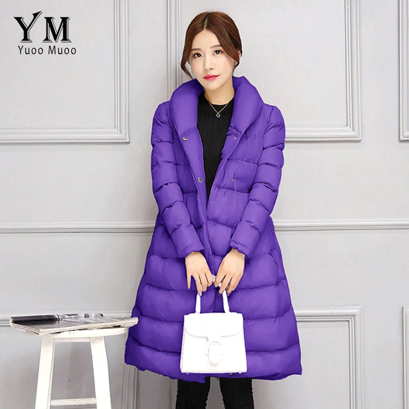 Picture Color YuooMuoo Новое корейское модное ТРАПЕЦИЕВИДНОЕ Женское зимнее пальто теплая хлопковая стеганая парка элегантная женская куртка с поясом - Цвет: Picture Color