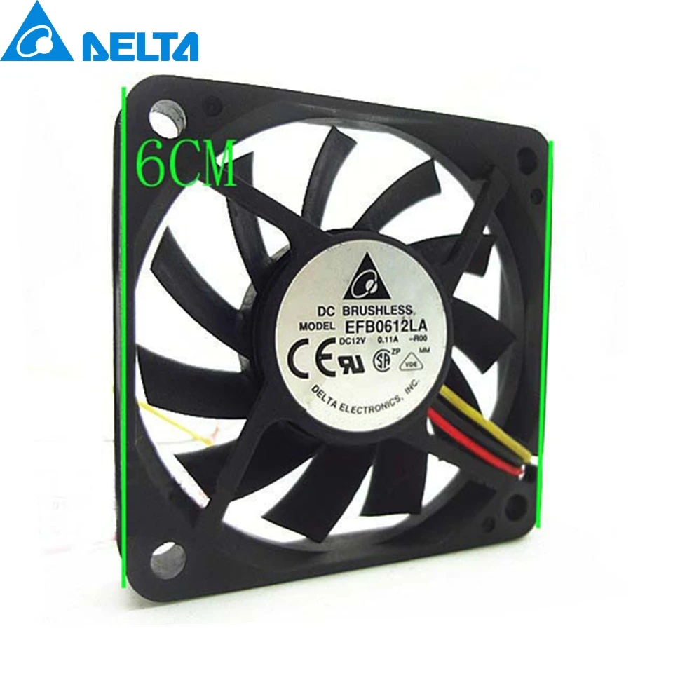 EFB0612LA 60x60x10 мм 3 провода 60 6 см DC 12 В 13.5CFM инвертор сервера осевой кулер охлаждающий