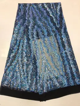 

African 3D Sequins Lace Fabric 2019 High Quality Lace French Sequence Tulle Lace Nigerian Lace Fabrics For Wedding