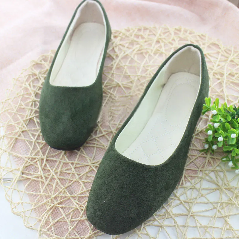 HIBISMIX/Женская обувь на плоской подошве с квадратным носком размера плюс; сезон весна-осень; повседневная обувь из флока без застежки на плоской подошве; женская обувь с закрытым носком; zapatos mujer; 1243 - Цвет: Amy Green