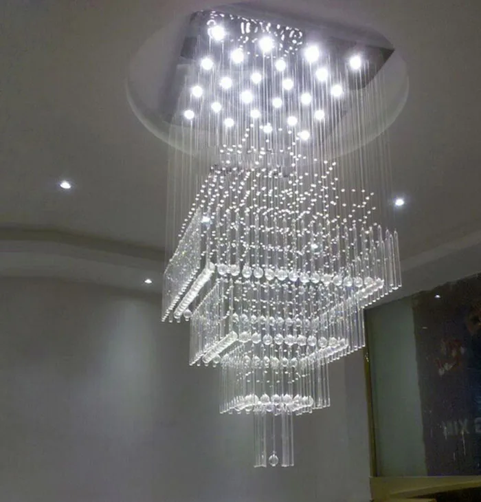 Простая современная вилла лестница люстра Дуплекс Здание гостиная большая отель