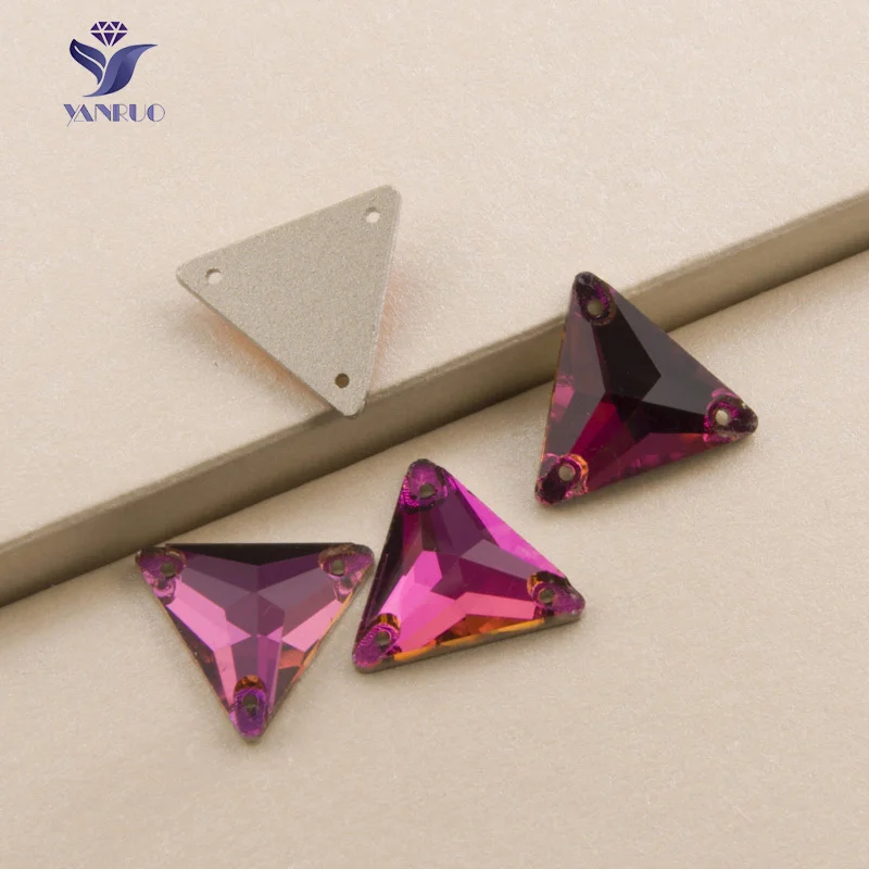 YANRUO 3270 Triangle All Color Sew On Stones Glass Crystals Rhinestones Best Quality Gems Stones For Clothing 