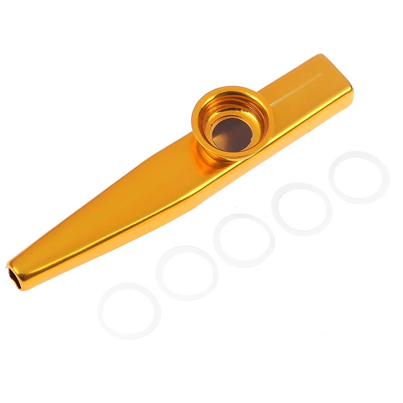 Алюминиевый сплав металлический казу с 5 шт. диафрагма для флейты для детей Дети меломаны подарки - Цвет: Золотой