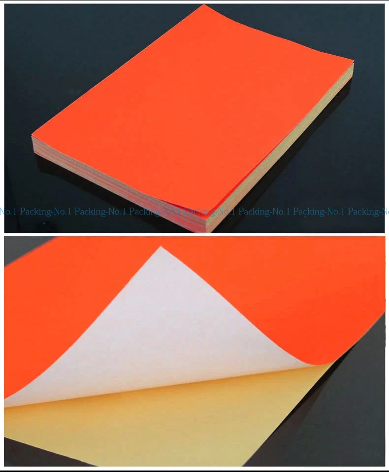 100 sheets lot fluorescent neon red a4 self adhesive paper printing
