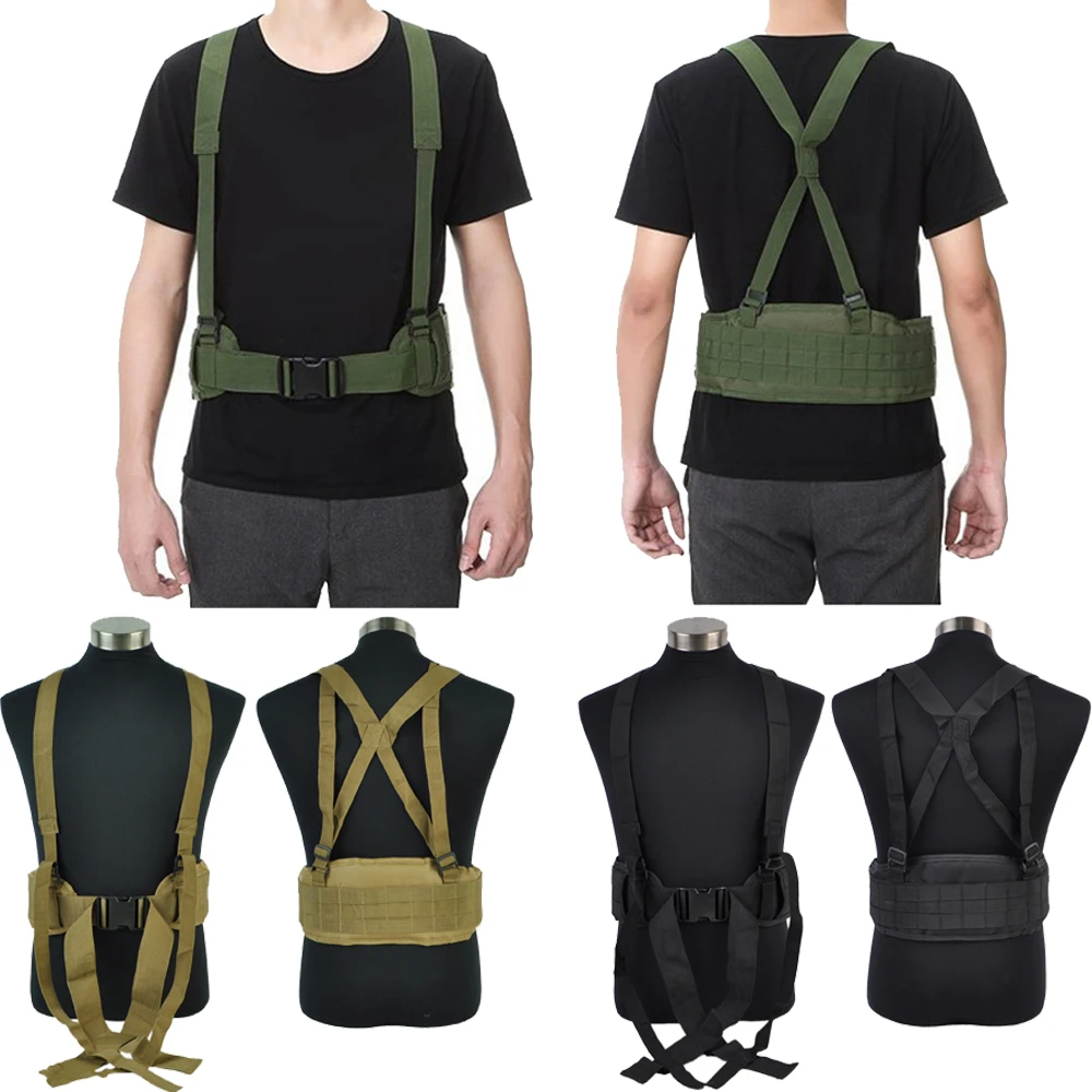 

Tactical Molle Waist Belt Combat Removable Wide Waist Battle Belt Padded Belt H-shaped Suspender Harness