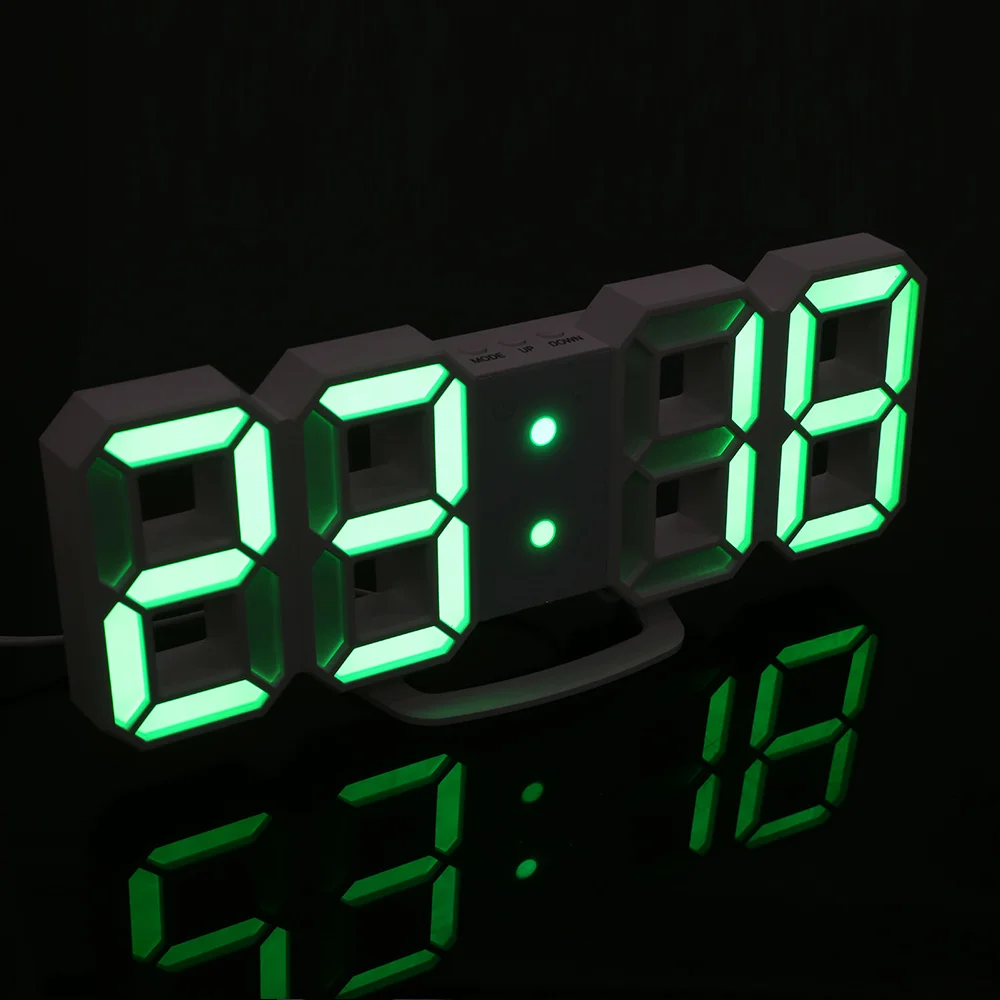 Современный 3D светодиодный дисплей Цифровой настольный настенный будильник 3 регулировка яркости уровень пробуждения Повтор Настольные часы светящаяся подсветка