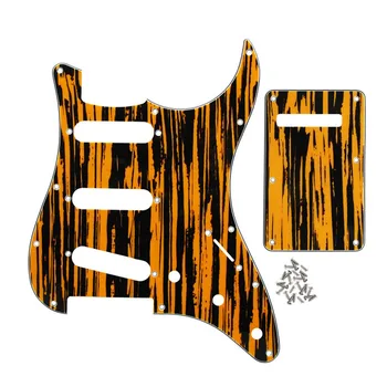

NEW 11 Holes Electric Guitar Pickguard Scratch Plate SSS &Tremolo Trem Cover w/Screws For FD ST Guitar Parts , Tawny Stripe