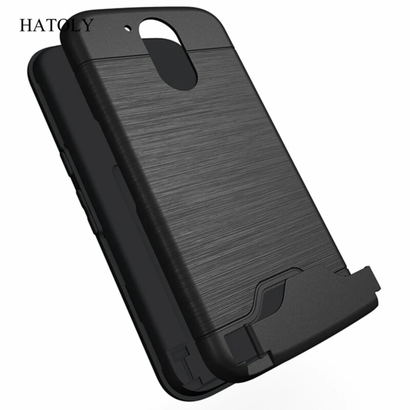 Чехол hatoly для Motorola Moto G4, антидетонационный чехол из мягкого ТПУ силикона для Moto G4 Plus, чехол с держателем для карт и подставкой