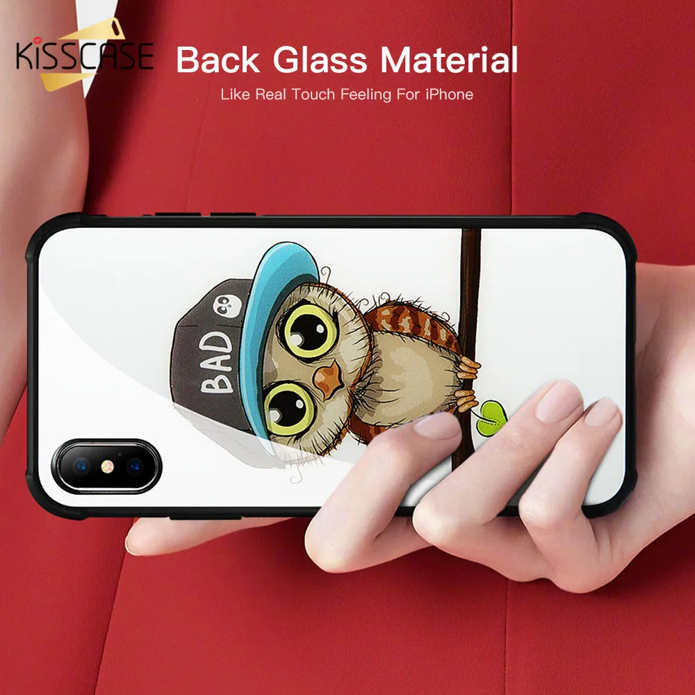 KISSCASE Bumper Tempered Glass Phone Case For iPhone X Hard Back Cover Silicon 6 6s 7 8 Plus Capinhas Fundas Covers |