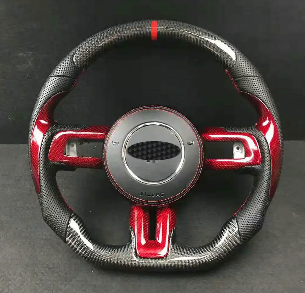 Автомобильный Стайлинг рулевое колесо сдвиг весло расширение рычаги кожа+ углеродное волокно руль для Ford Mustang 15-19 кузов комплект