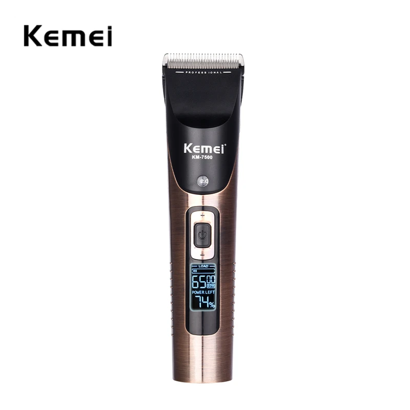 

2500mAh Lithium Battery Rechargeable Hair Clippers Carbon Steel Blade Hair Trimmer LCD Display Fast Charge Electric Cutter 4243