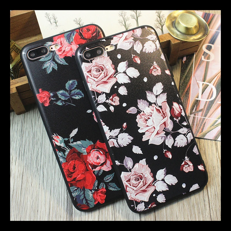 CHAOLIDA Rose Flower Relief Cellphone Accessory Case for Iphone X 6 6s Plus 7 8 3D Beauriful Women Covers CHAOLIDA Rose Flower Relief Cellphone Accessory Case for Iphone X 6 6s Plus 7 8 3D Beauriful Women Covers