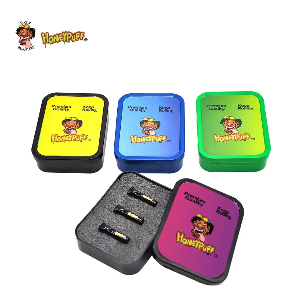 

HONEYPUFF 3 x Glass Reusable Cigarette Rolling Filter Tips Rolling Mouth Tips+1 Plastic Tobacco Box Stash Box Cones Maker