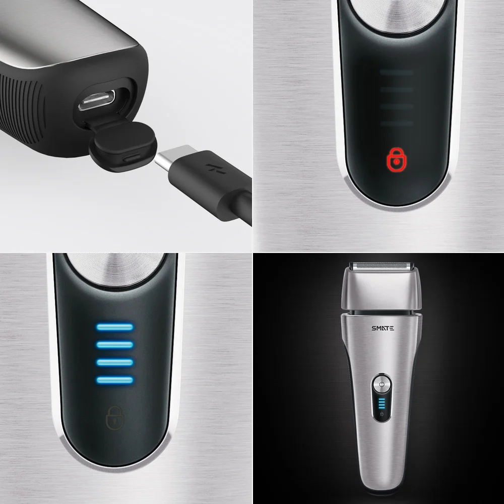 Xiaomi Mijia Smate Electric Men Razor Reciprocating 4 Blade Electric 3 Minute Fast Charge 4-Shaver Dry/Wet Waterproof