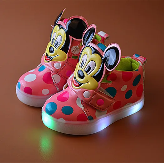 

2017 Spring New Children Shoes wth Light Lovely Cartoon Fashion Polka Dot Boys and Girls Boots Sports Shoes Kids Sneakers
