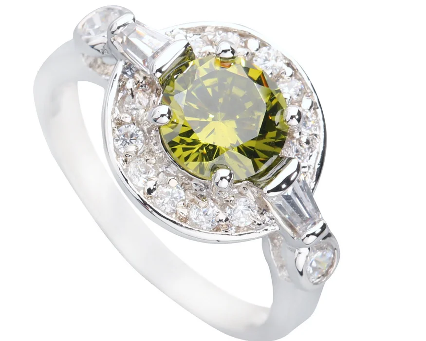 Стильное кольцо Olivine Peridot 8*8 мм из полудрагоценного серебра Крутое для женщин Q1500 |
