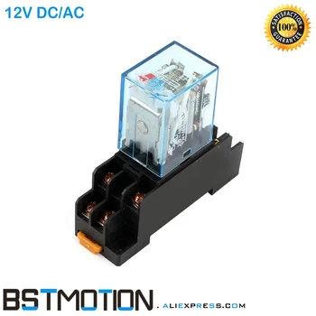 

10pcs/Lot 12V DC AC Coil Power Relay LY2NJ DPDT Silver Alloy Contacts 8 Pin With Socket Base Instead of HH62P Relay