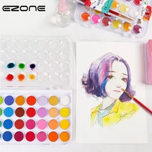 EZONE 12/18/24/28/36 Цвета однотонные краска на водной основе Пластик коробка с Краски щетка Портативный для воды Цвет Краски ing канцелярских товаров