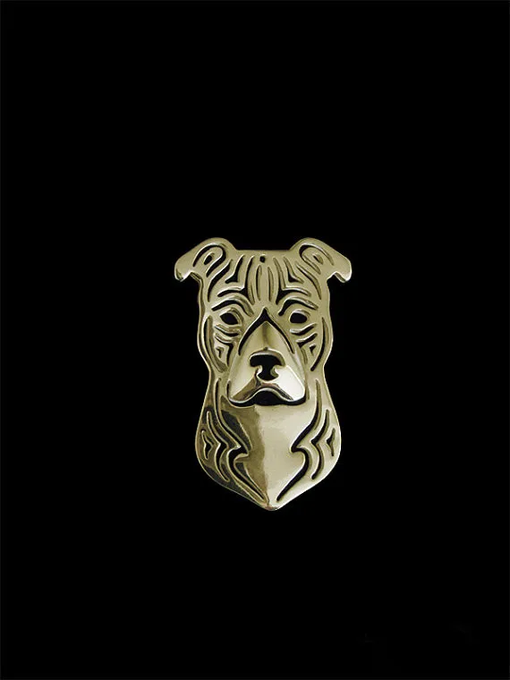 Classic Animal American Staffordshire Terrier Broche Gold Silver Color Designer Brooch For Men Overwatch Gift Friend Father | Украшения и