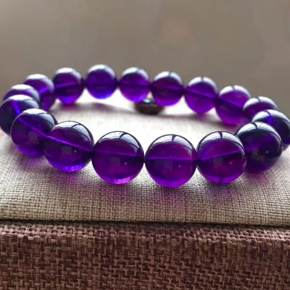 Top Quality Natural Amethyst Quartz Purple Crystal Round Beads Bracelet 12.5mm Women Men Fashion Gift Healing Stone AAAAA