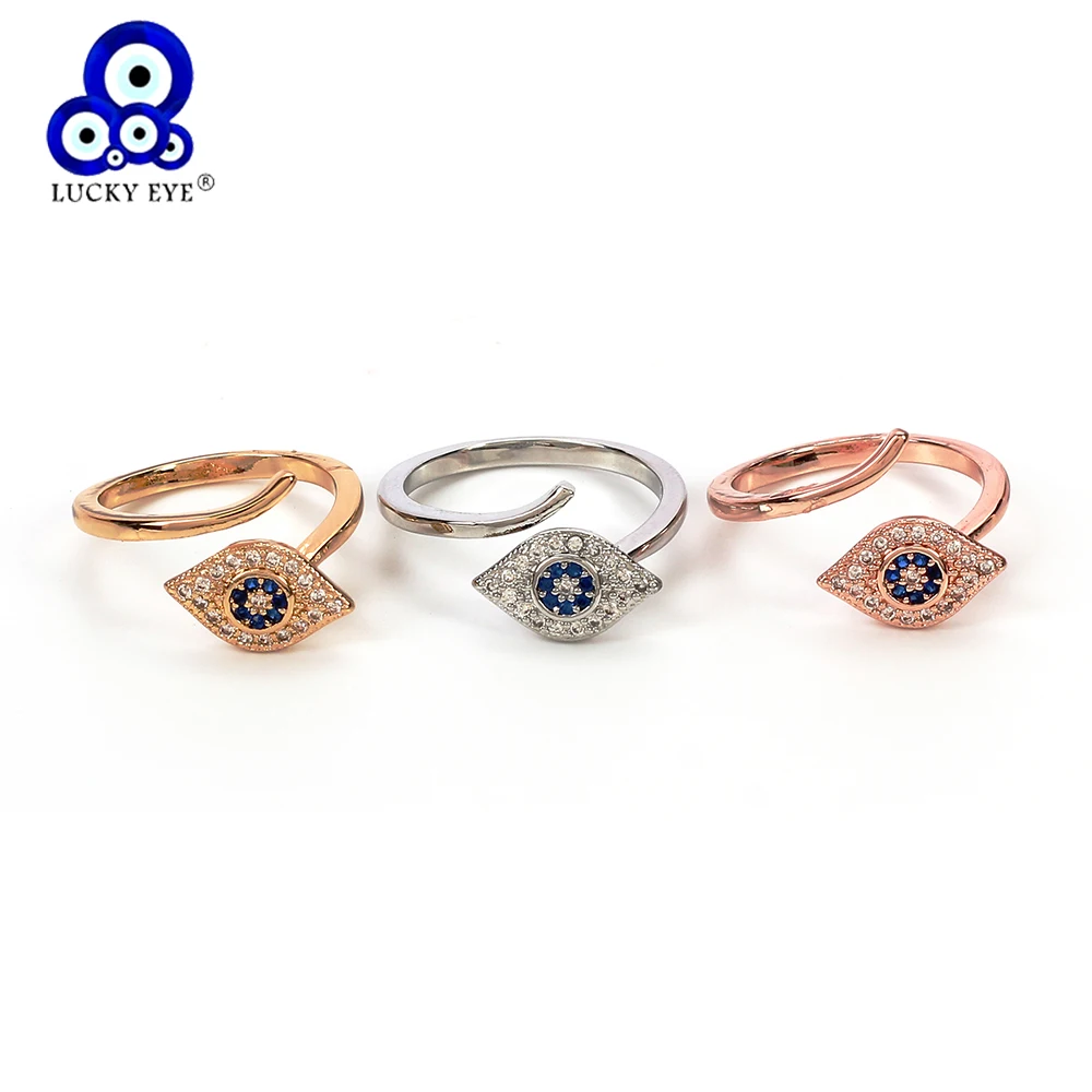 Медные Открытые Кольца Lucky Eye с микрозакрепкой кольцо из кубического циркония